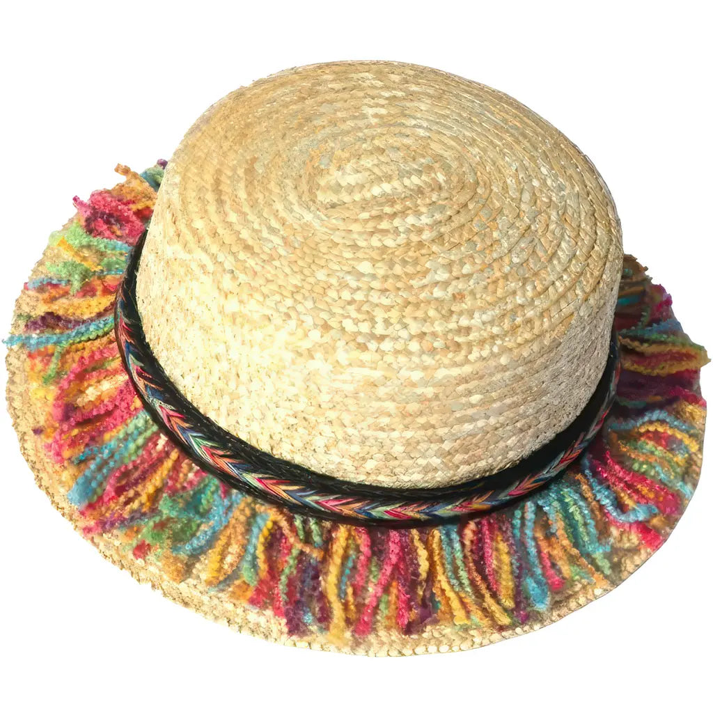 Chapeau de Fille Pompon Paille