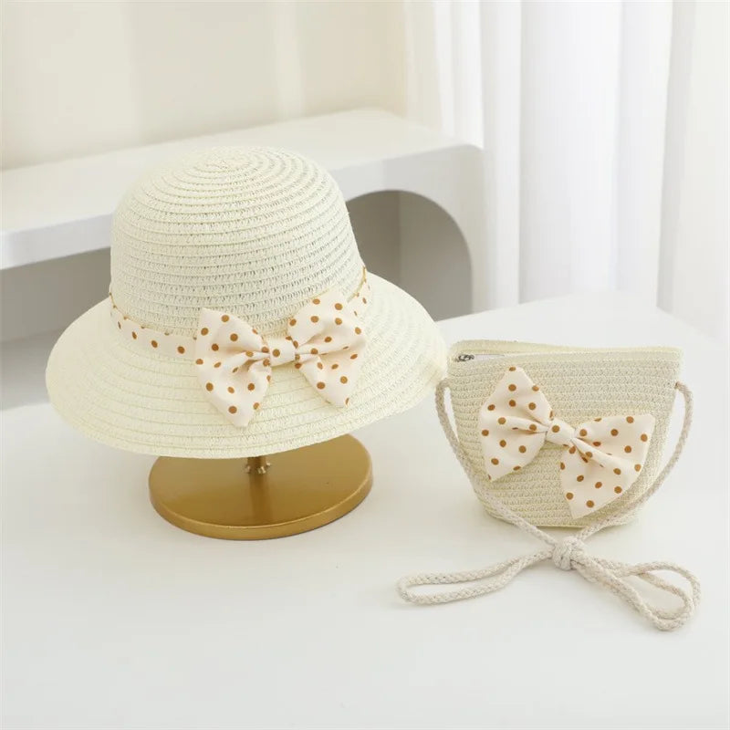 Chapeau de Paille Bebe Fille Ete Blanc