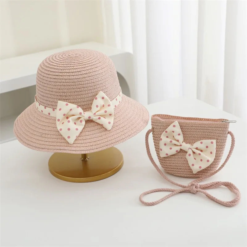 Chapeau de Paille Bebe Fille Ete Rose