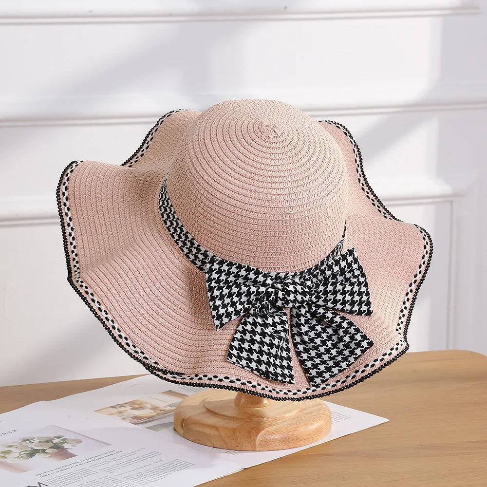 Chapeau de Paille Femme Vintage Rose