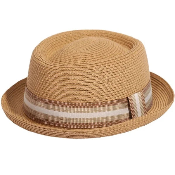 Chapeau Pork Pie Paille Marron Homme