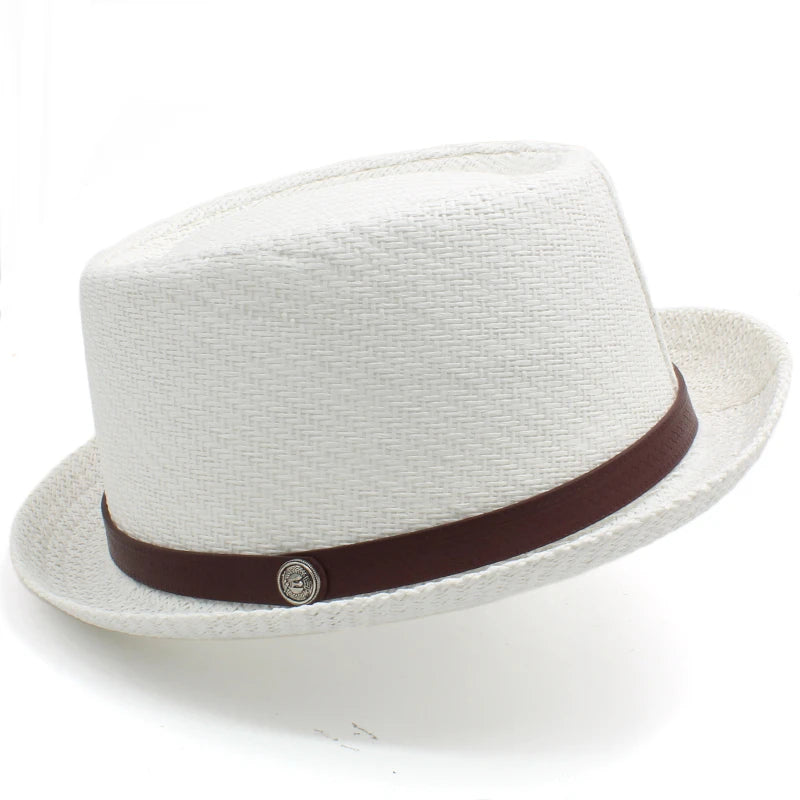 Chapeau Paille Homme Pork Pie Blanc