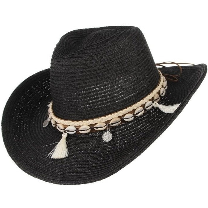 chapeau cowboy femme paille noir