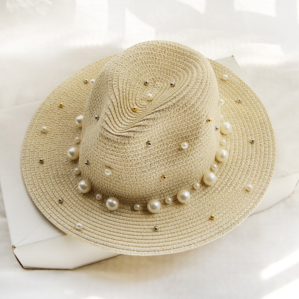 chapeau a perles en paille protection soleil