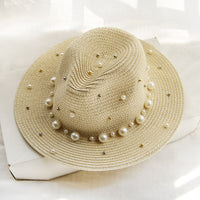 Thumbnail for chapeau a perles en paille protection soleil