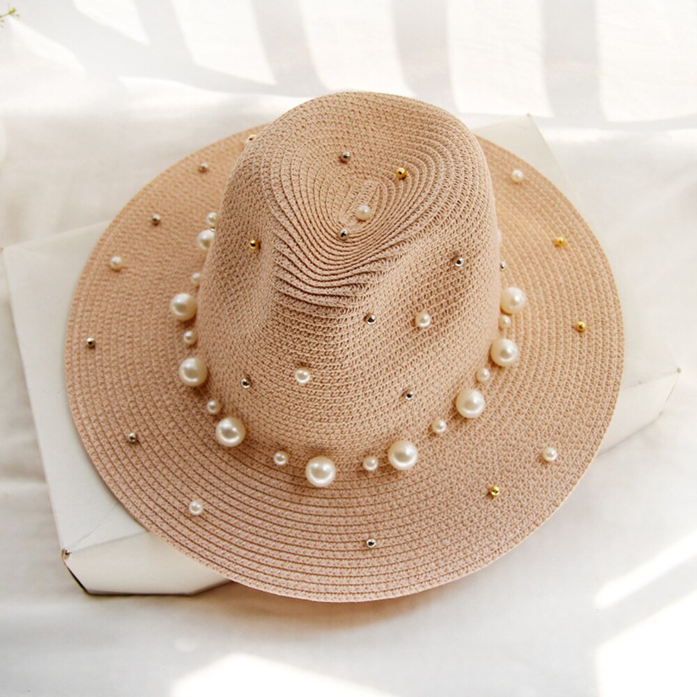 chapeau de paille perles protection soleil
