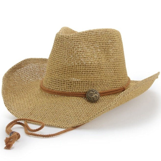 Chapeau Cowboy Australien - Style Bush Vintage - Cuir Véritable Bord Large