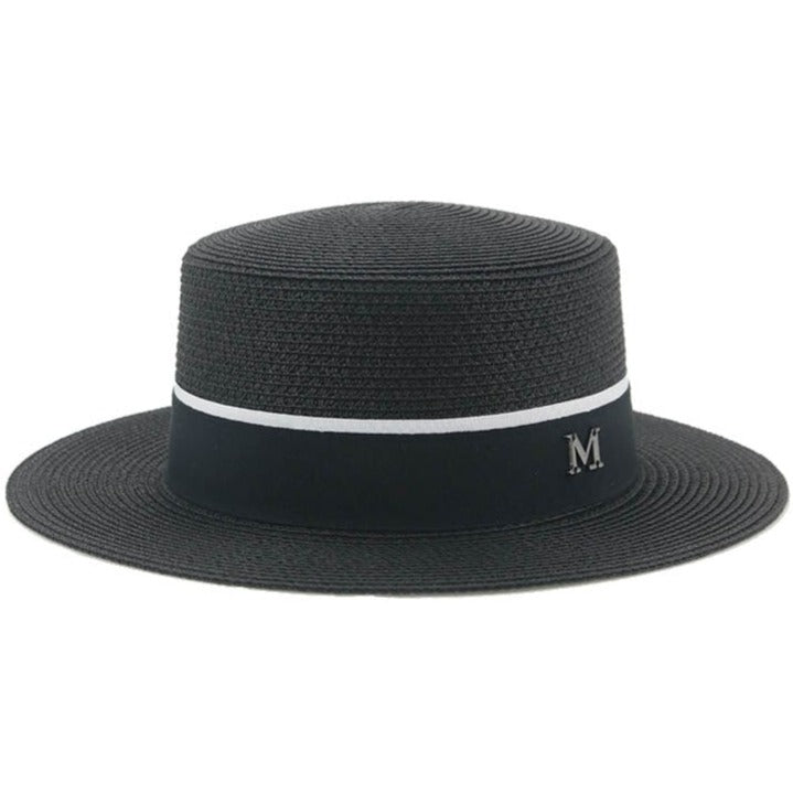chapeau de paille femme noir et blanc