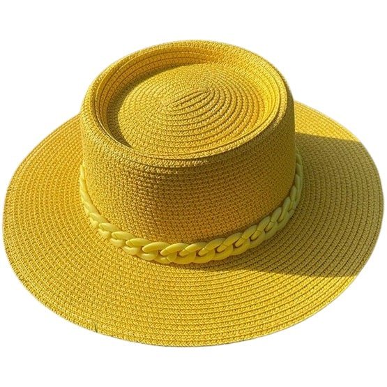 chapeau femme couleur jaune paille